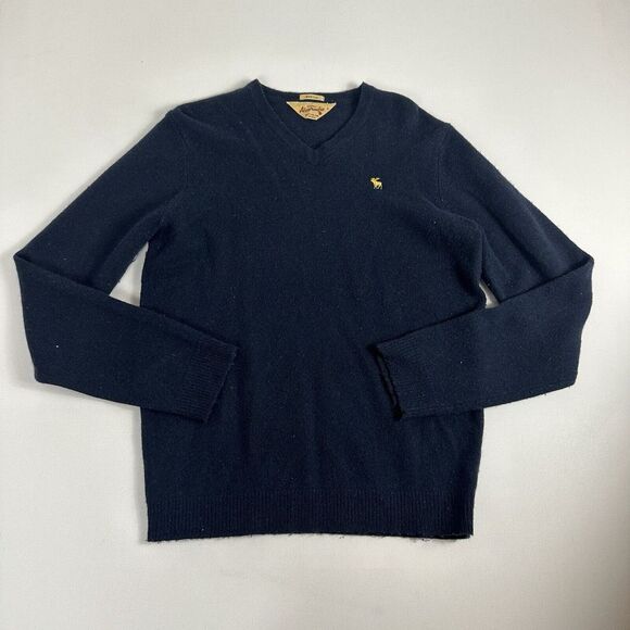 Vintage Abercrombie and Fitch Wool Blend Sweater Mens Large‎ Blue V-neck Knit - Picture 1 of 8